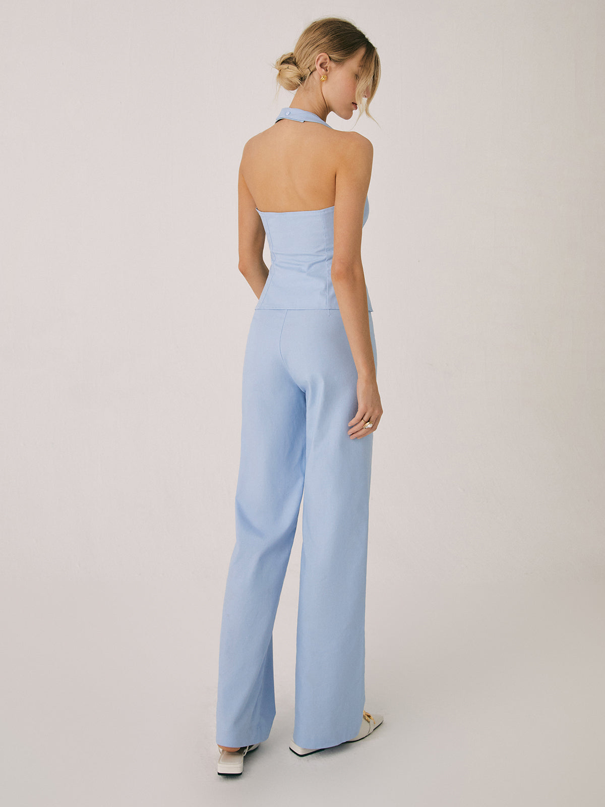 Katoen & linnen blazer met broek