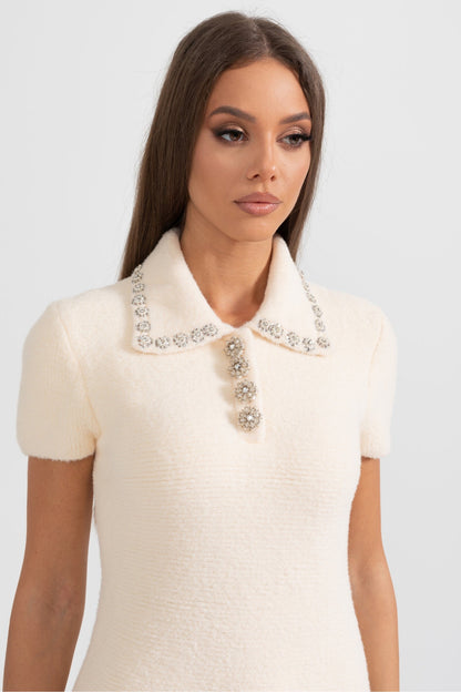 Elegante zachte jurk met korte mouwen