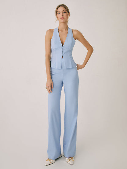 Katoen & linnen blazer met broek