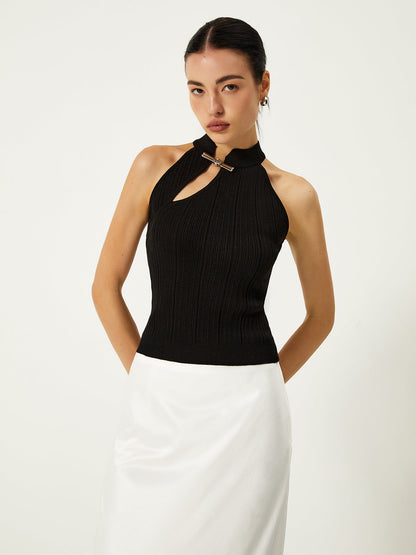 Top met asymmetrische knoopsluiting