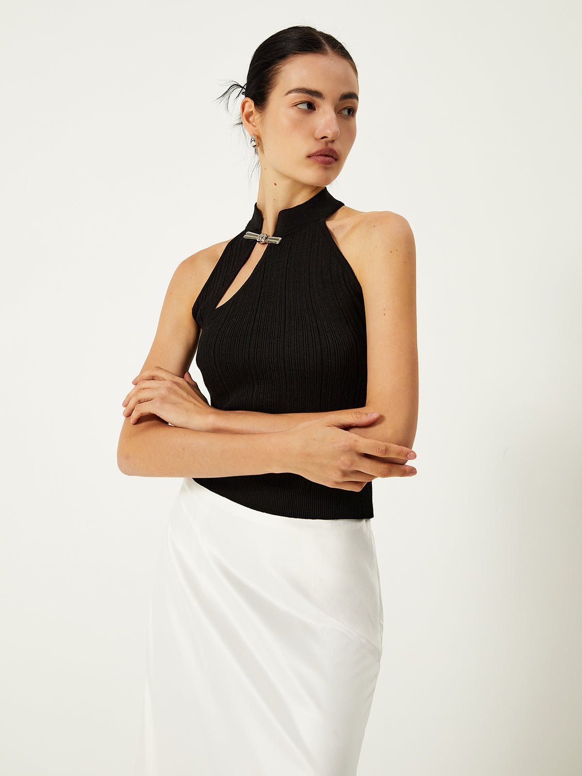 Top met asymmetrische knoopsluiting