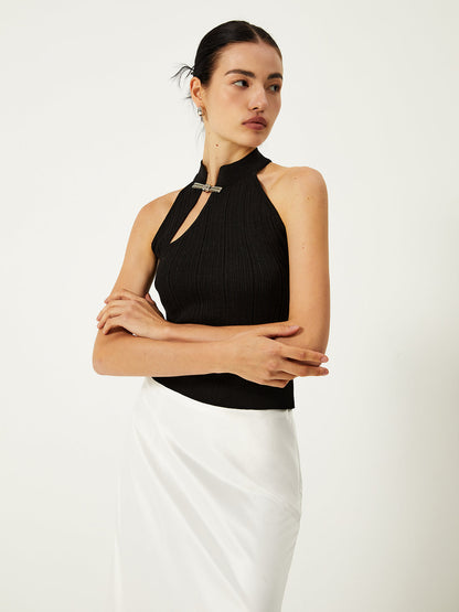 Top met asymmetrische knoopsluiting