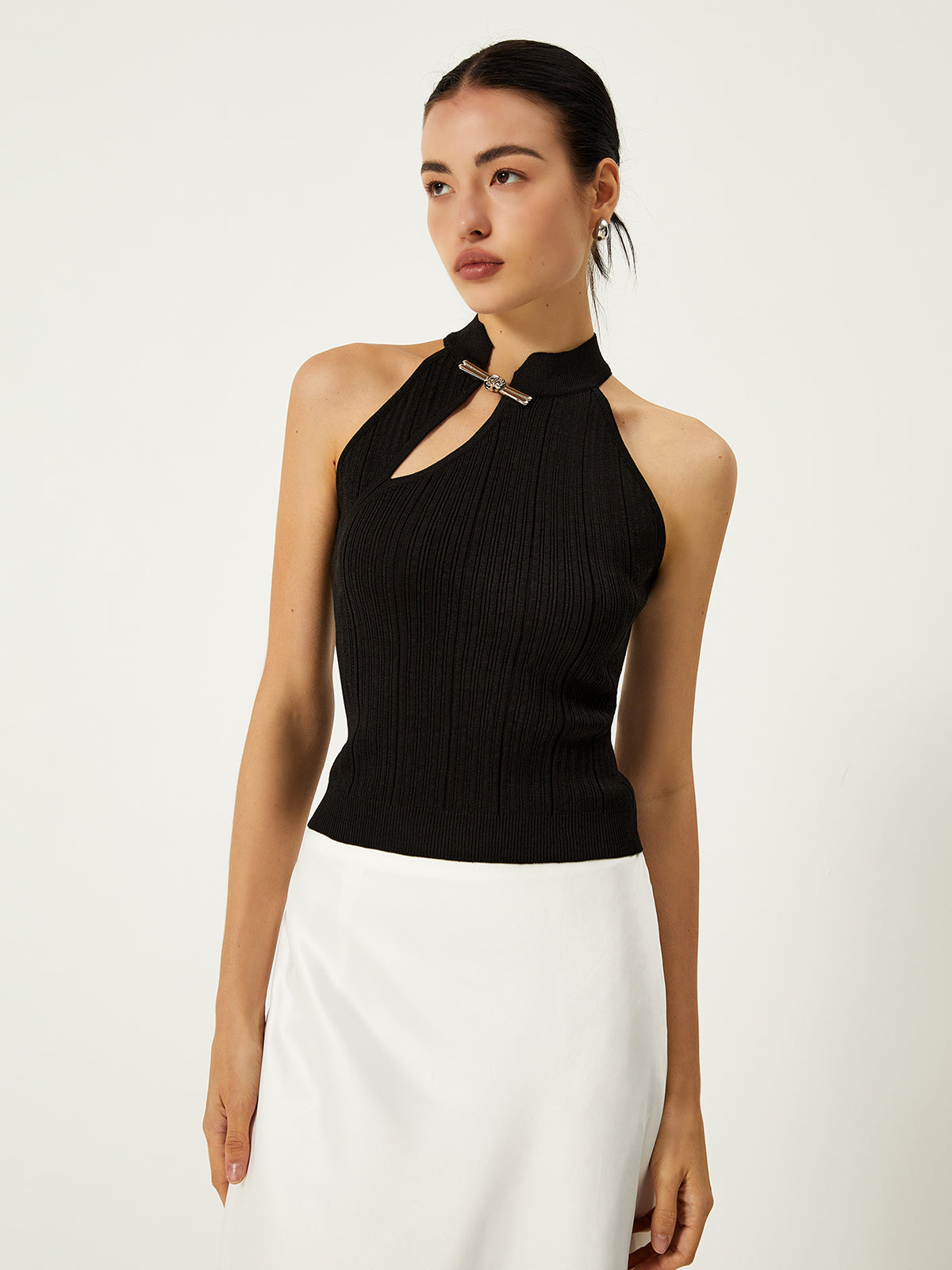 Top met asymmetrische knoopsluiting