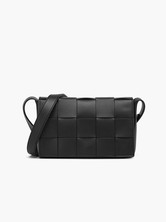 Zwart geweven crossbody tas