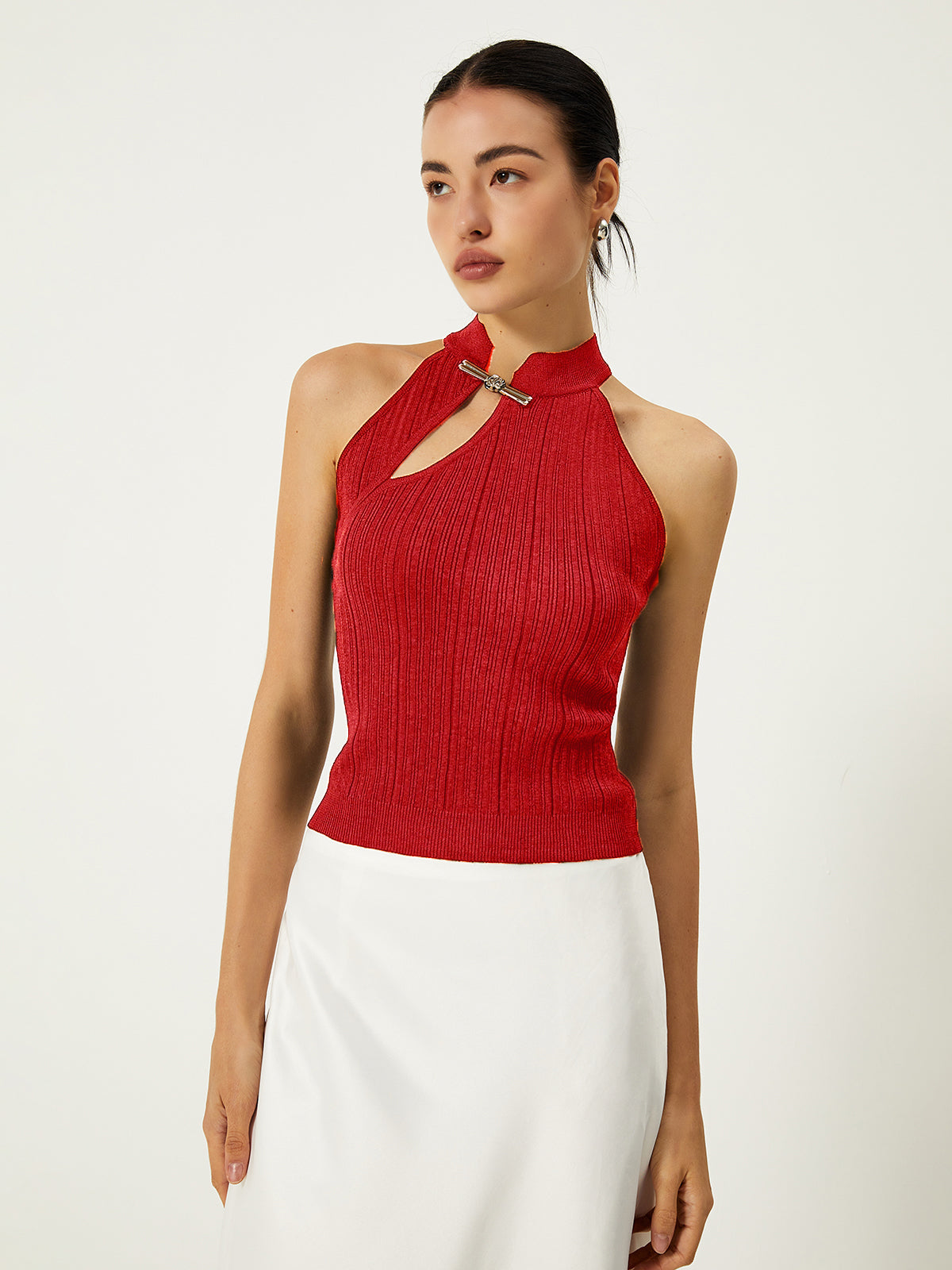 Top met asymmetrische knoopsluiting
