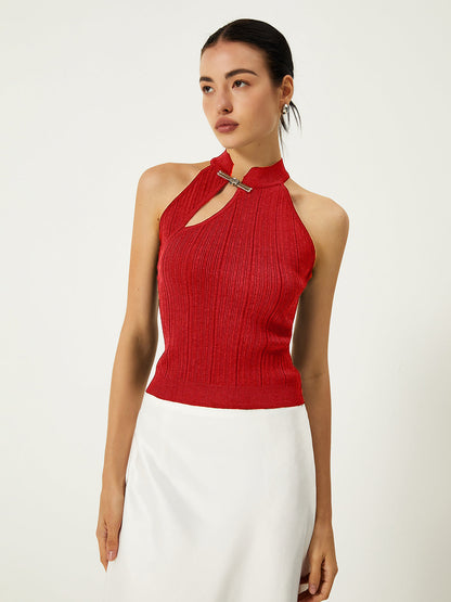 Top met asymmetrische knoopsluiting