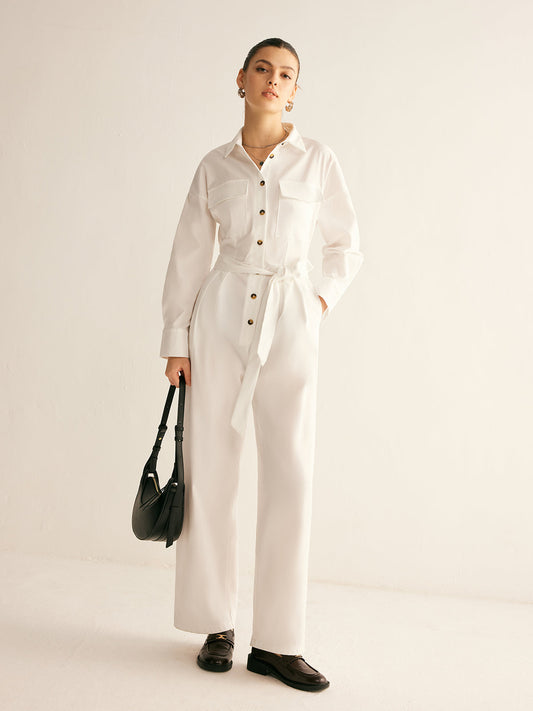Jumpsuit met knopen en riem