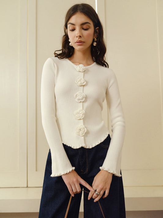 Vest met bloemen detail